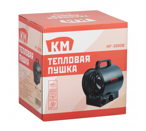 Пушка тепловая электрическая 3 кВт КМ HF3000B прямого нагрева Пушка тепловая электрическая 3 кВт КМ HF3000B прямого нагрева