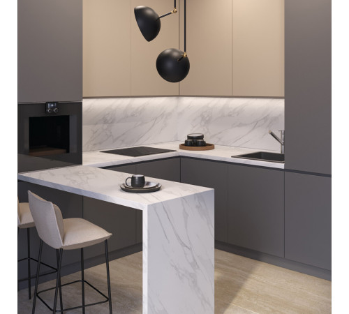 Панель стеновая ДСП для кухни 3000х600х4,5 мм 7405/6 calacatta marble Панель стеновая ДСП для кухни 3000х600х4,5 мм 7405/6 calacatta marble