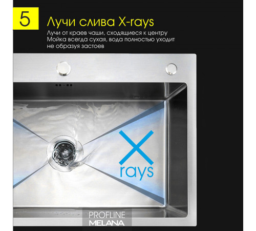Мойка для кухни Melana ProfLine 50х50х20 см врезная с сифоном сталь (R5050H) Мойка для кухни Melana ProfLine 50х50х20 см врезная с сифоном сталь (R5050H)