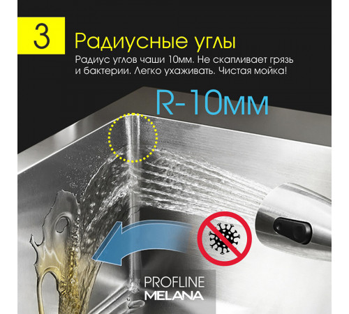 Мойка для кухни Melana ProfLine 50х50х20 см врезная с сифоном сталь (R5050H) Мойка для кухни Melana ProfLine 50х50х20 см врезная с сифоном сталь (R5050H)