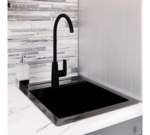 Мойка для кухни Granula Standard 50х42х19 см врезная кварц черная
