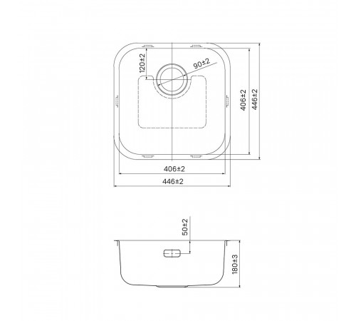 Мойка для кухни Iddis Mate 44,6х44,6х18 см врезная с сифоном сталь (MAT44S0i77)