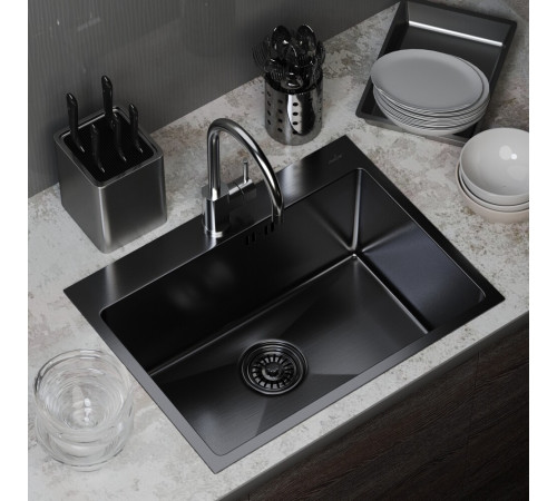 Мойка для кухни Mixline Pro 60х45х20 см врезная с сифоном сталь графит (547236) Мойка для кухни Mixline Pro 60х45х20 см врезная с сифоном сталь графит (547236)