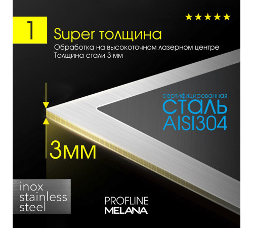 Мойка для кухни Melana ProfLine 50х50х20 см врезная с сифоном сталь (R5050H) Мойка для кухни Melana ProfLine 50х50х20 см врезная с сифоном сталь (R5050H)
