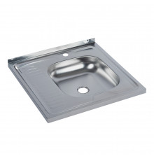 Мойка для кухни Ukinox Nord 60х60х12 см накладная с крылом сталь (Nr 600х600 0,4 R)