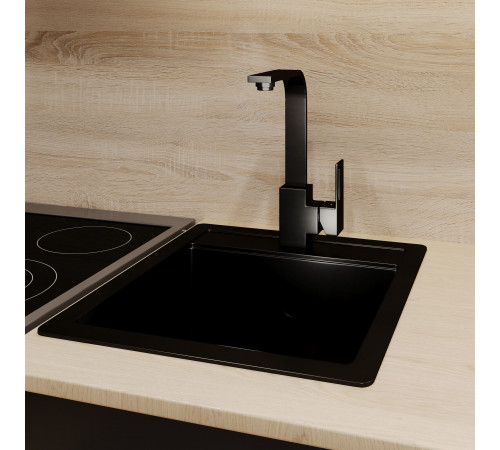 Мойка для кухни Granula Standard 50х42х19 см врезная кварц черная