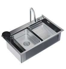 Мойка для кухни Mixline Pro 75х46х22 см врезная многофункциональная сталь сатин (552103)