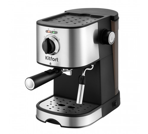 Кофеварка рожковая Kitfort КТ-753 черная/серебро Кофеварка рожковая Kitfort КТ-753 черная/серебро