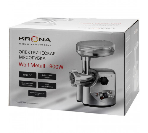 Мясорубка электрическая Krona Wolf Metall 1800W нержавеющая сталь Мясорубка электрическая Krona Wolf Metall 1800W нержавеющая сталь