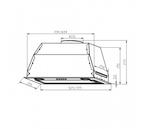 Кухонная вытяжка встраиваемая Lex GS Bloc P 90 см черная (CHTI000322)