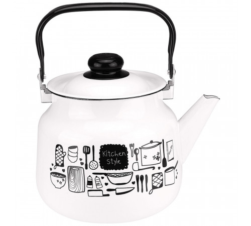Чайник эмалированный Магнитогорская эмаль Kitchen 3,5 л белый Чайник эмалированный Магнитогорская эмаль Kitchen 3,5 л белый
