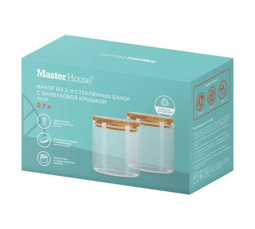 Банка стеклянная Master House Тауэр 0,7 л с крышкой (2 шт.) Банка стеклянная Master House Тауэр 0,7 л с крышкой (2 шт.)