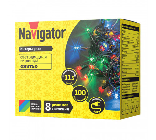 Гирлянда светодиодная Navigator Нить мультиколор 11,5 м (14 020) Гирлянда светодиодная Navigator Нить мультиколор 11,5 м (14 020)