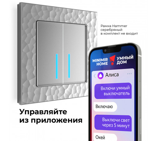 Умный выключатель сенсорный Werkel Minimir Home (a048324) двухклавишный скрытая установка серебро Умный выключатель сенсорный Werkel Minimir Home (a048324) двухклавишный скрытая установка серебро