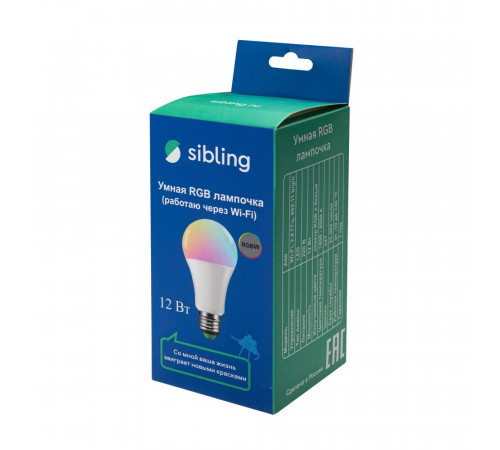 Лампа умная Sibling светодиодная диммируемая Е27 12 Вт RGB IP20 груша Лампа умная Sibling светодиодная диммируемая Е27 12 Вт RGB IP20 груша