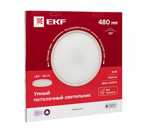 Светильник потолочный умный EKF Connect 480 мм (sclwf-480-cct)