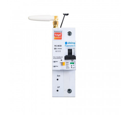 Умный автоматический выключатель Sibling Smart Home Powerswitch-A32 1P 3 кА на DIN-рейку Умный автоматический выключатель Sibling Smart Home Powerswitch-A32 1P 3 кА на DIN-рейку