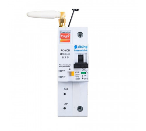 Умный автоматический выключатель Sibling Smart Home Powerswitch-A20 1P 3 кА на DIN-рейку