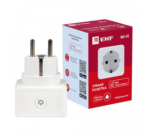 Умная розетка EKF Connect (RCS-1-WF) белая с заземлением Умная розетка EKF Connect (RCS-1-WF) белая с заземлением