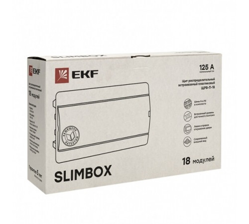 Щит распределительный встраиваемый EKF SlimBox PROxima ЩРВ-П-18 пластиковый IP41 230x395x100 мм 18 модулей прозрачная дверь серый Щит распределительный встраиваемый EKF SlimBox PROxima ЩРВ-П-18 пластиковый IP41 230x395x100 мм 18 модулей прозрачная дверь серый