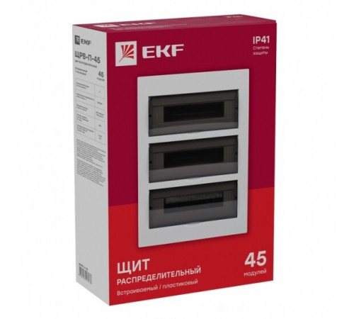 Щит распределительный встраиваемый EKF PROxima ЩРВ-П-45 пластиковый IP41 110х365х505 мм 45 модулей прозрачная дверь Щит распределительный встраиваемый EKF PROxima ЩРВ-П-45 пластиковый IP41 110х365х505 мм 45 модулей прозрачная дверь