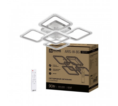 Люстра светодиодная потолочная IN HOME Elegant Aris-W-BG 90 Вт 3000-6500К 30 кв.м (4690612043258) Люстра светодиодная потолочная IN HOME Elegant Aris-W-BG 90 Вт 3000-6500К 30 кв.м (4690612043258)