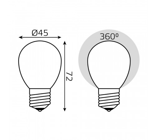 Лампа светодиодная филаментная Gauss Filament E27 3000К 9 Вт 590 Лм 185-265 В шар G45 прозрачная