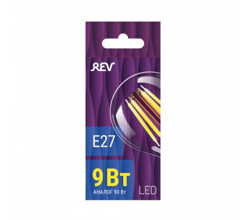 Лампа светодиодная филаментная Rev E27 2700К 9 Вт 855 Лм 220 В груша A60 прозрачная