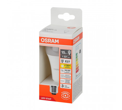 Лампа светодиодная Osram E27 2700К 15 Вт 1521 Лм 230 В груша A60 матовая