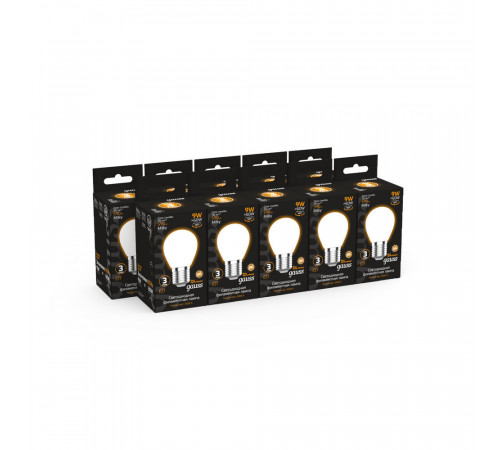 Лампа светодиодная филаментная Gauss Filament E27 3000К 9 Вт 590 Лм 185-265 В шар G45 прозрачная