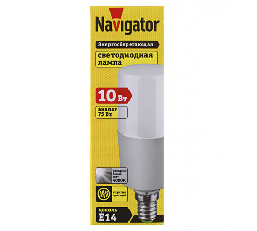 Лампа светодиодная Navigator E14 4000К 10 Вт 176-264 В трубка матовая