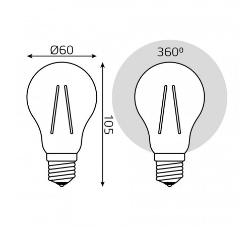 Лампа светодиодная филаментная Gauss Filament E27 2700К 20 Вт 1800 Лм 185-265 В груша A60 прозрачная Лампа светодиодная филаментная Gauss Filament E27 2700К 20 Вт 1800 Лм 185-265 В груша A60 прозрачная
