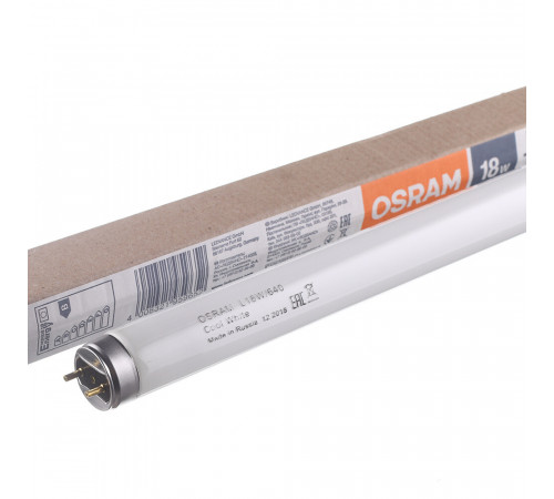 Лампа люминесцентная Osram G13 T8 18 Вт 4000К нейтральный свет трубка 590 мм (25 шт.) (55650/959751) Лампа люминесцентная Osram G13 T8 18 Вт 4000К нейтральный свет трубка 590 мм (25 шт.) (55650/959751)