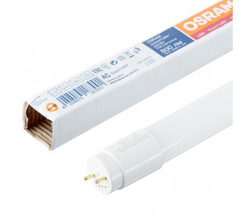 Лампа светодиодная Osram G13 T8 9 Вт 4000К нейтральный свет 220-230 В трубка 600 мм Лампа светодиодная Osram G13 T8 9 Вт 4000К нейтральный свет 220-230 В трубка 600 мм