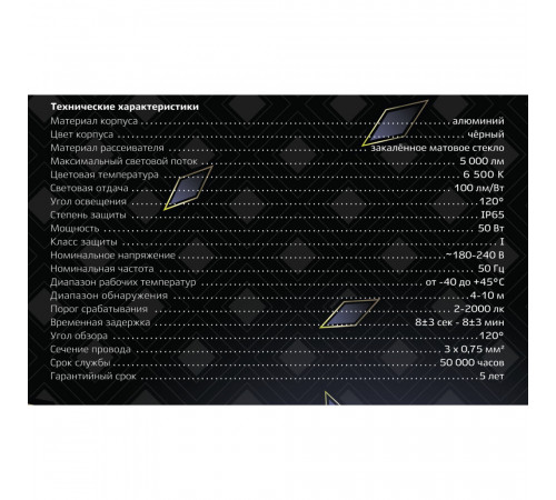 Прожектор светодиодный Ritter Profi 6500К 50 Вт IP65 с датчиком движения черный Прожектор светодиодный Ritter Profi 6500К 50 Вт IP65 с датчиком движения черный