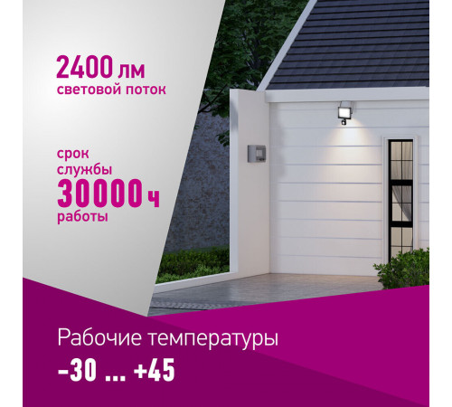 Прожектор светодиодный Онлайт ДО-30 4000К 30 Вт IP65 с датчиком движения черный Прожектор светодиодный Онлайт ДО-30 4000К 30 Вт IP65 с датчиком движения черный