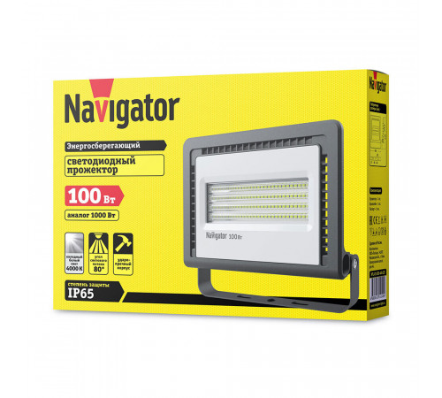 Прожектор светодиодный Navigator ДО-100 4000К 100 Вт IP65 черный Прожектор светодиодный Navigator ДО-100 4000К 100 Вт IP65 черный