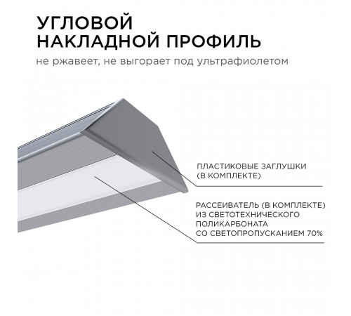 Профиль для светодиодной ленты Apeyron (08-03) 2 м угловой Профиль для светодиодной ленты Apeyron (08-03) 2 м угловой