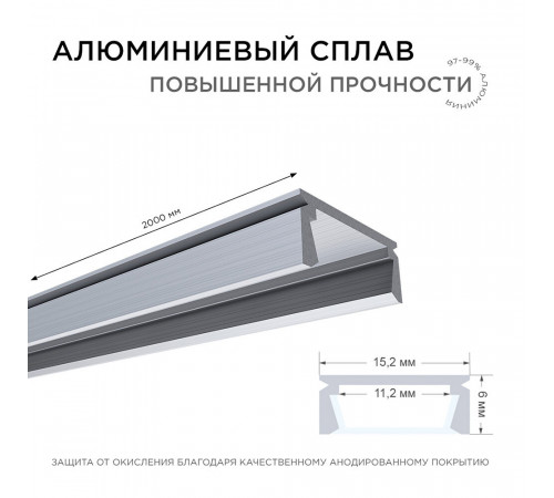 Профиль для светодиодной ленты Apeyron (08-01) 2 м П-образный Профиль для светодиодной ленты Apeyron (08-01) 2 м П-образный