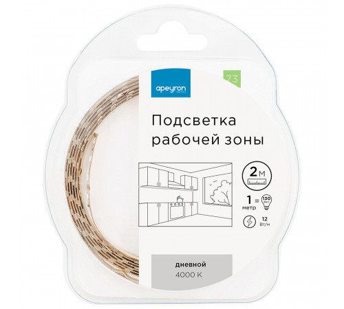 Лента светодиодная SMD 2835 4000К 12 В 12 Вт/м 2 м IP20 Apeyron (73ПРЗ) Лента светодиодная SMD 2835 4000К 12 В 12 Вт/м 2 м IP20 Apeyron (73ПРЗ)