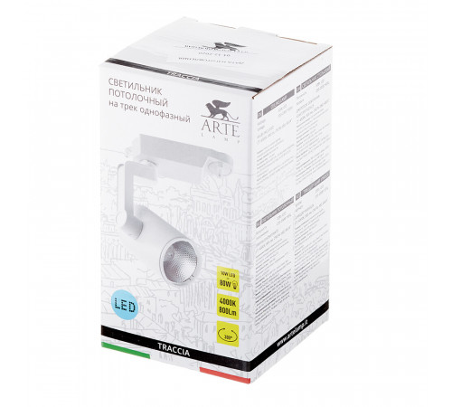 Светодиодный трековый светильник однофазный Arte Lamp 4000К 10 Вт черный (A2310PL-1BK/7542) Светодиодный трековый светильник однофазный Arte Lamp 4000К 10 Вт черный (A2310PL-1BK/7542)