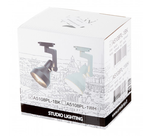 Трековый светильник однофазный Arte Lamp 60 Вт E27 2 кв.м черный (A5108PL-1BK/1619) Трековый светильник однофазный Arte Lamp 60 Вт E27 2 кв.м черный (A5108PL-1BK/1619)