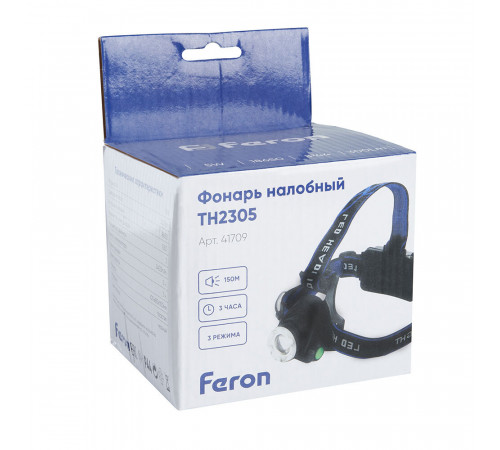 Фонарь налобный Feron 1 LED 5 Вт аккумуляторный Li-Ion 2000 мАч пластик Фонарь налобный Feron 1 LED 5 Вт аккумуляторный Li-Ion 2000 мАч пластик