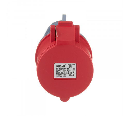 Розетка силовая переносная Dekraft РП-103 с заземлением 3P+N+PE 3 фазы 32 А 380 В IP44 красная (26135DEK) Розетка силовая переносная Dekraft РП-103 с заземлением 3P+N+PE 3 фазы 32 А 380 В IP44 красная (26135DEK)