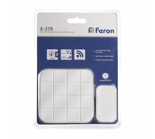 Звонок Feron (41434) беспроводной с кнопкой 10 мелодий белый Звонок Feron (41434) беспроводной с кнопкой 10 мелодий белый