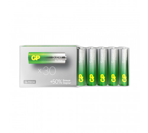 Батарейка GP Batteries Super Алкалин AA пальчиковая LR6 1,5 В (30 шт.) (GP 15AA21-2CRSWC30) Батарейка GP Batteries Super Алкалин AA пальчиковая LR6 1,5 В (30 шт.) (GP 15AA21-2CRSWC30)