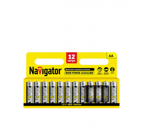 Батарейка Navigator АА пальчиковая LR6 1,5 В (12 шт.) Батарейка Navigator АА пальчиковая LR6 1,5 В (12 шт.)