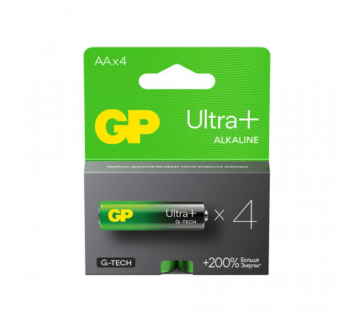 Батарейка GP Batteries Ultra+ Алкалин AA пальчиковая LR6 1,5 В (4 шт.) (GP 15AUPA21-2CRSB4) Батарейка GP Batteries Ultra+ Алкалин AA пальчиковая LR6 1,5 В (4 шт.) (GP 15AUPA21-2CRSB4)