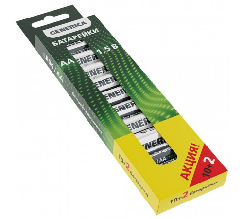 Батарейка Generica Alkaline АА пальчиковый LR6 1,5 В (12 шт.) (ABT-LR06-ST-B12-G) Батарейка Generica Alkaline АА пальчиковый LR6 1,5 В (12 шт.) (ABT-LR06-ST-B12-G)