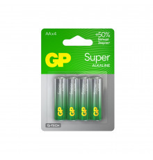Батарейка GP Batteries Super Алкалин AA пальчиковая LR6 1,5 В (4 шт.) (GP 15AA21-2CRSBC4)